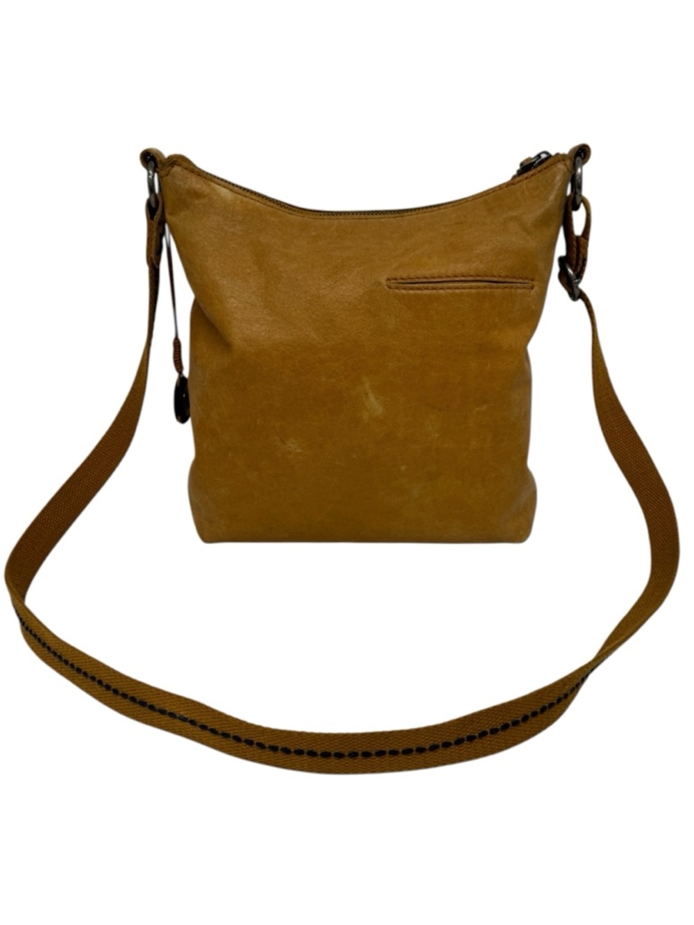 The Sak Camel Brown Leather Peace Sign Design Crossbody Studded Purse Bag 11x11 - Picture 3 of 16